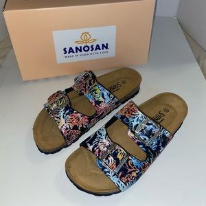 NWB Sanosan Ashlyn Multi Glitter Comfort Sandal